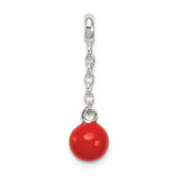 Image of Sterling Silver Red Enameled Bead 1/2in Dangle Enhancer Pendant