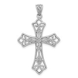 Image of Sterling Silver Rhodium-plated & Diamond Filigree Cross Pendant