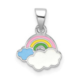 Image of Sterling Silver Rhodium-plated Enamel Rainbow Childrens Pendant