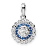 Image of Sterling Silver Rhodium-plated Polished Blue & White CZ Pendant
