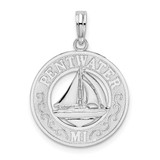 Image of Sterling Silver Polished Pentwater, MI Circle w/Sailboat Pendant