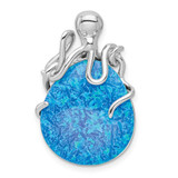 Image of Sterling Silver Rhodium-plated Blue Created Opal Octopus Pendant