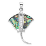 Image of Sterling Silver Rhodium-Plated Polished Abalone Stingray Pendant
