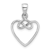 Image of Sterling Silver Rhodium-Plated Polished Fancy Open Heart Pendant