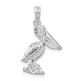 Image of Sterling Silver Small 3D Standing Moveable Mouth Pelican Pendant