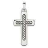 Image of Sterling Silver Polished & Antiqued Textured Center Cross Pendant