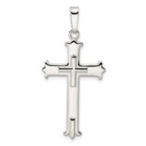 Image of Sterling Silver Polished Fleur de Lis Cross w/Cross Center Pendant