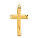 Image of Sterling Silver Gold-plated Polished and Satin Double Cross Pendant