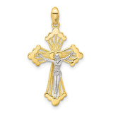 Image of Sterling Silver Gold-tone and Rhodium-plated Crucifix Cross Pendant