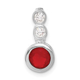 Image of Sterling Silver Polished Red & Clear CZ Circles Chain Slide Pendant
