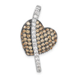 Image of Sterling Silver w/ Black Rhodium Champagne & Clear CZ Heart Pendant
