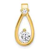 Image of Sterling Silver Gold-tone with CZ Teardrop Shape Chain Slide Pendant