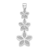 Image of Sterling Silver Rhodium-plated Polished Plated Beaded Flower Pendant