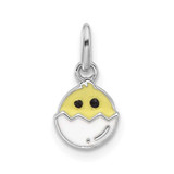 Image of Sterling Silver Rhodium-plated Childrens Enamel Chick in Egg Pendant