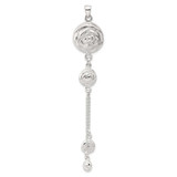 Image of Sterling Silver Polished Textured Flowers Double Strand Chain Pendant