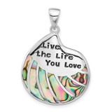Image of Sterling Silver Rhodium-plated Abalone LIVE THE LIFE YOU LOVE Pendant