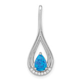 Image of Sterling Silver Rhodium-plated Polished Blue Created Opal & CZ Pendant