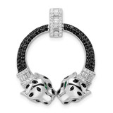 Image of Sterling Silver Rhodium-plated Polished CZ Double Cheetah Head Pendant