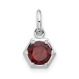 Image of Sterling Silver Rhodium-plated Polished Solitaire Garnet Charm Pendant