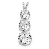 Image of Sterling Silver Rhodium-plated Polished CZ Round Shaped 3 Stone Pendant