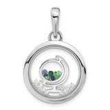 Image of Sterling Silver Rhodium-plated PVC Globe & Floating Glass Beads Pendant