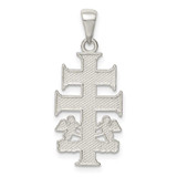 Image of Sterling Silver Polished Caravaca Double Cross w/Angels Crucifix Pendant
