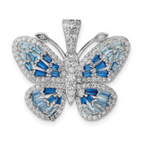 Image of Sterling Silver Rhodium-plated Polished Blue & White CZ Butterfly Pendant