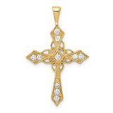 Image of 14K Yellow Gold AA Diamond Passion Cross Pendant PM5082-033-YA