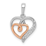 Image of 14k White and Rose Gold 1/20ctw Diamond Double Hearts Pendant PM4904-005-WRA