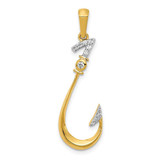 Image of 14K Yellow Gold Diamond Fish Hook Pendant