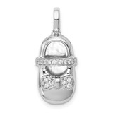 Image of 14k White Gold Diamond Baby Girl Shoe Pendant