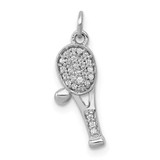 Image of 14k White Gold Diamond Racket and Ball Pendant