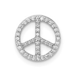Image of 14k White Gold Diamond Peace Sign Slide Pendant
