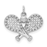 Image of 14k White Gold Diamond Rackets and Ball Pendant