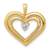 Image of 14K Yellow Gold AA Diamond Double Heart Pendant