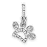 Image of 14k White Gold 1/10ctw Diamond Paw Print Pendant