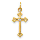 Image of 14K Yellow Gold Small Diamond Budded Cross Pendant