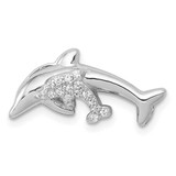 Image of 14k White Gold Diamond Dolphins Chain Slide Pendant