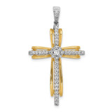 Image of 14k Two-tone Gold 1/3ctw Diamond Passion Cross Pendant