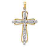 Image of 14K Yellow Gold & Rhodium .06ctw Diamond Cross Pendant