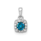 Image of 14k White Gold 1/3ct. Blue/White Diamond Square Pendant