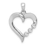 Image of 14k White Gold Three Stone 1/4ctw Diamond Heart Pendant