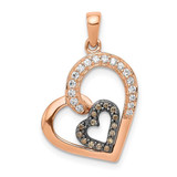 Image of 14k Rose Gold Champagne and White Diamond Hearts Pendant