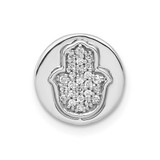 Image of 14k White Gold 1/10ctw Diamond Hamsa Chain Slide Pendant