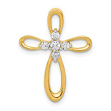 Image of 14K Yellow Gold 1/5ctw Diamond Cross Chain Slide Pendant