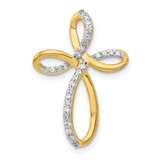 Image of 14K Yellow Gold 1/6ctw Diamond Cross Chain Slide Pendant