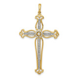 Image of 14K Yellow Gold 1/4ctw Diamond Fancy Budded Cross Pendant
