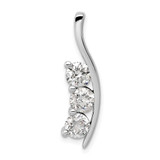 Image of 14k White Gold AA Diamond Large Three Stone Curved Bar Pendant