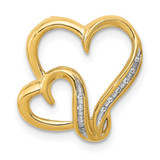 Image of 14K Yellow Gold .03ctw Diamond Double Heart Chain Slide Pendant