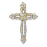 Image of 14K Yellow Gold 5/8ctw Diamond Budded Cross Chain Slide Pendant
